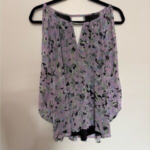 BCX Floral Blouse - Lavender and Black